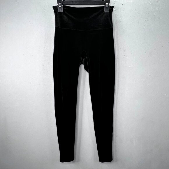 Spanx Velour Velvet Leggings Pull On Pants L Black High Rise Whimsigoth Holiday - Picture 1 of 6